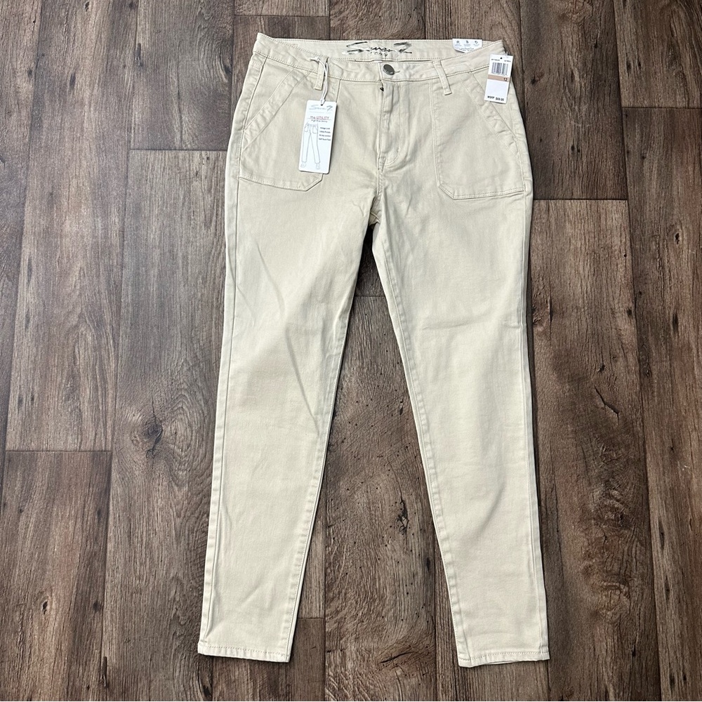 Seven 7 Utility High Rise Ankle Skinny Pants Womens Size 12 Beige